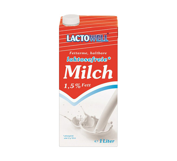 Lactosefreie H-Milch 1,5% Lactowell 12*1Liter
